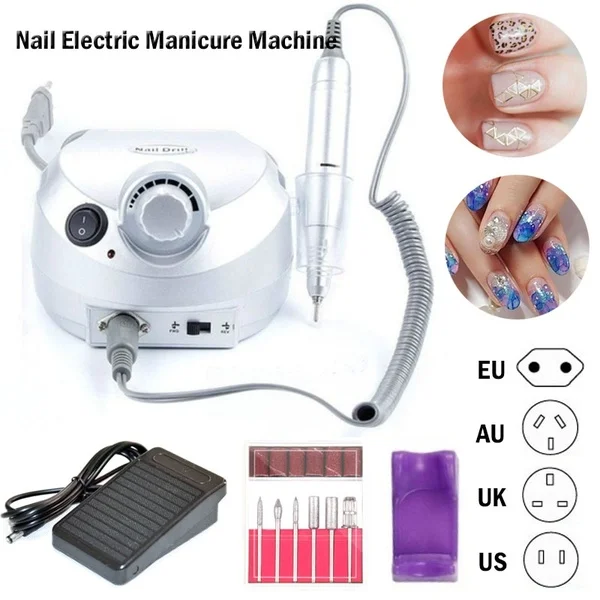 Профессиональная электрическая Полировочная пилка для нейл-арта, пилка для маникюра, педикюра(штепсельная вилка США/ЕС