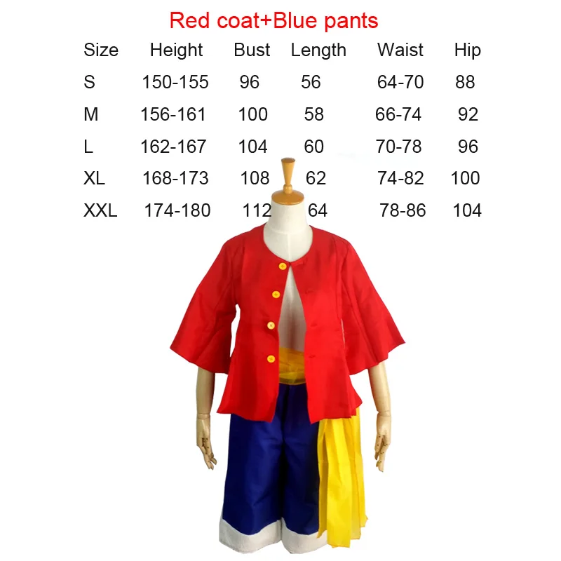 Coshome One piece Monkey D. Luffy Cosplay Costumes Vest Pants Wigs Shoes Summer Clothing Set For Halloween Party Christmas (4)
