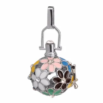 

Louleur Hollow Flower Crystal DIY Secret Message Locket Necklaces Pendant Openable SilverColor Ball For Bracelets Jewelry Making