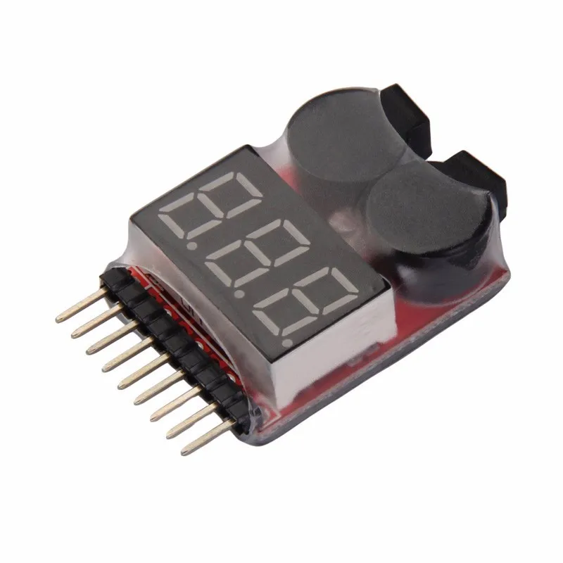 

Lipo Battery Voltage Tester Volt Meter Indicator Checker Dual Speaker 1S-8S Low Voltage Buzzer Alarm 2in1 2S 3S 4S 8S +FS
