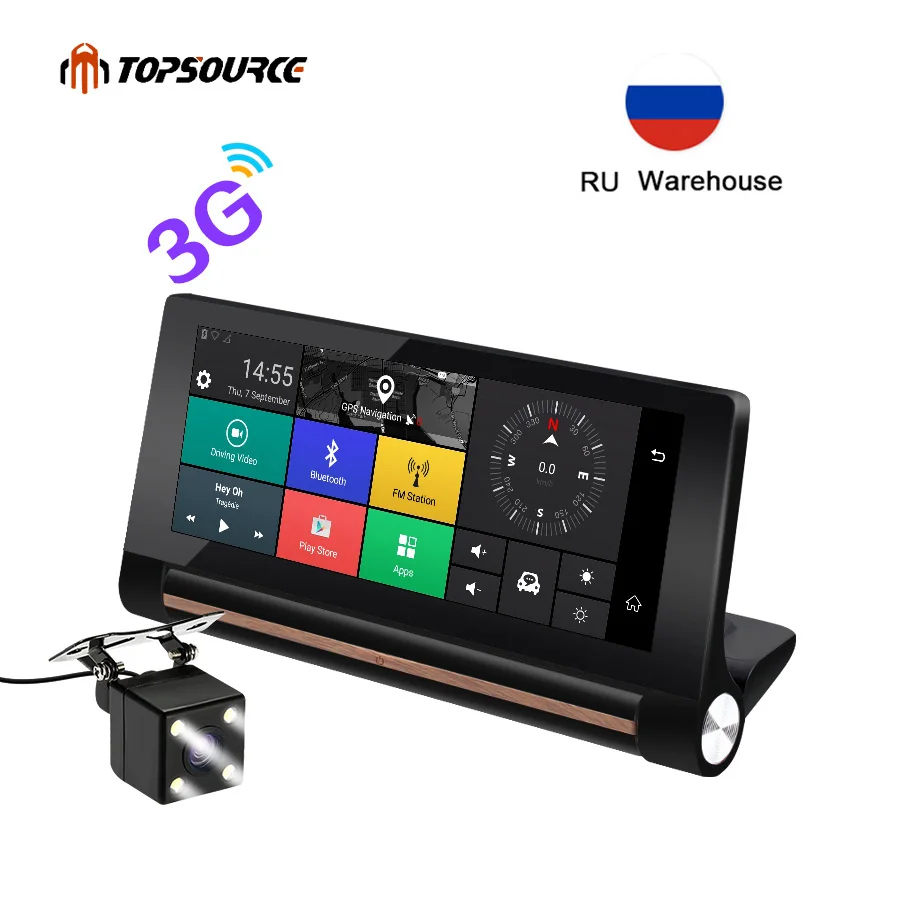 Автомобильный видеорегистратор 6 86 дюйма 3G GPS навигация Android 5 0 с двумя