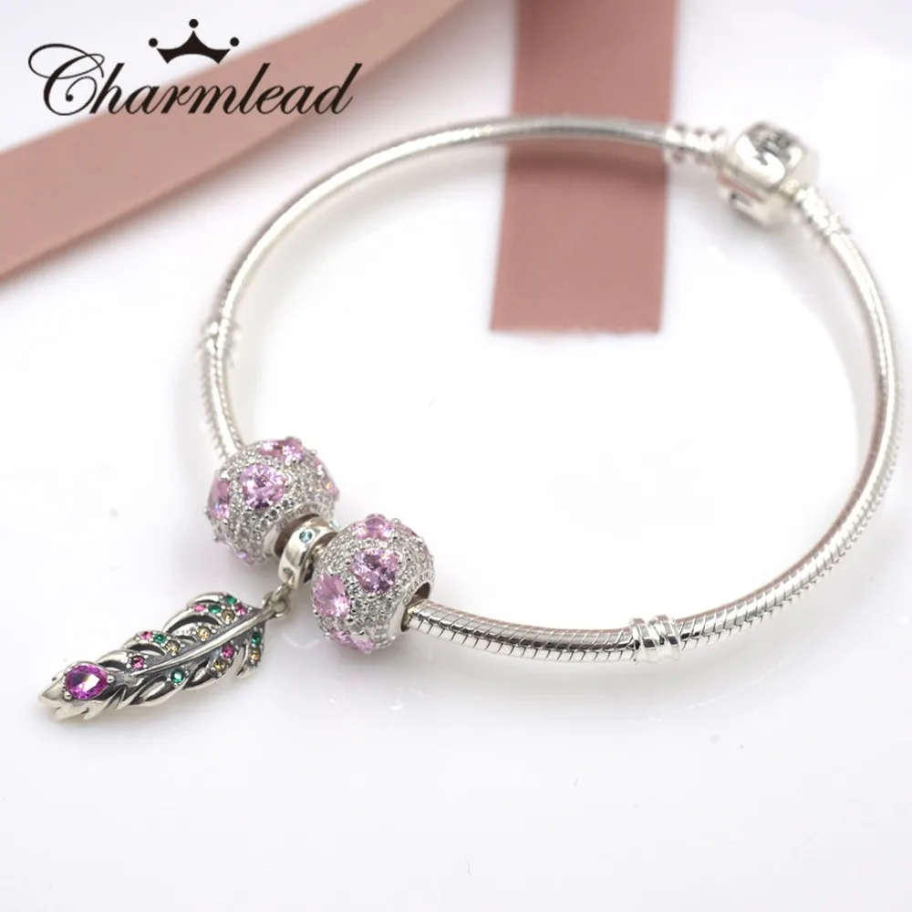 Серебряный браслет Charmlead с сердцем и змеей серебряный застежкой для девушки