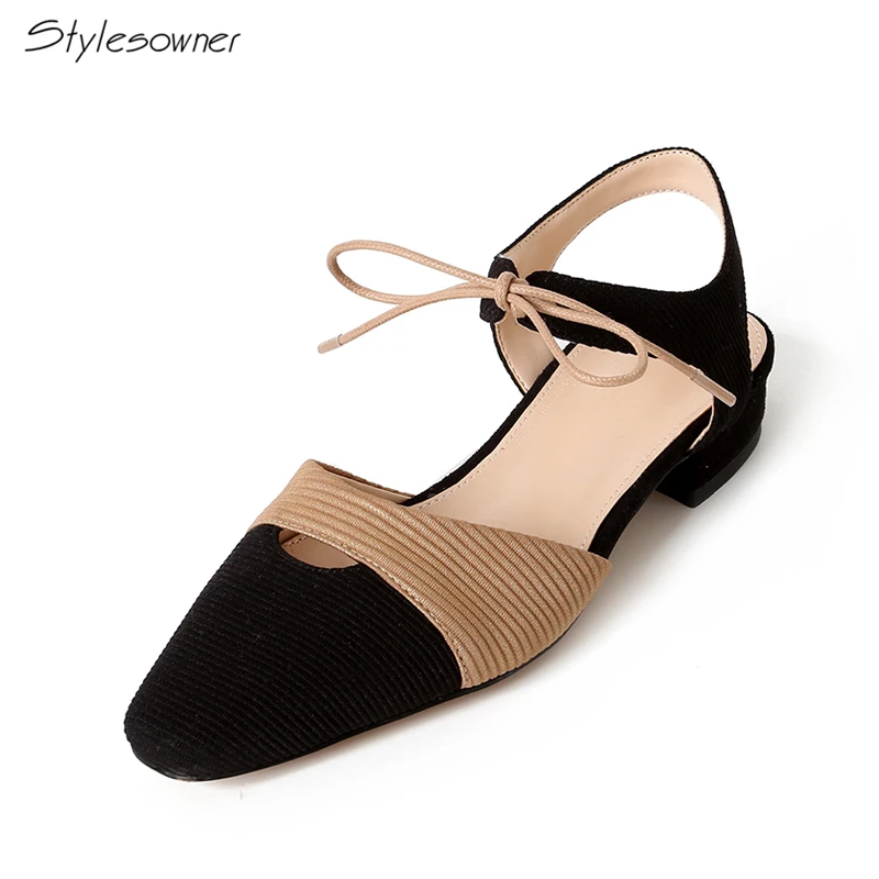 

Stylesowner Sexy Women Short Heels Patchwork Laces Sandals Square Toe Hollow Out Women Summer Shoes Club Women Laces Shoes 2018