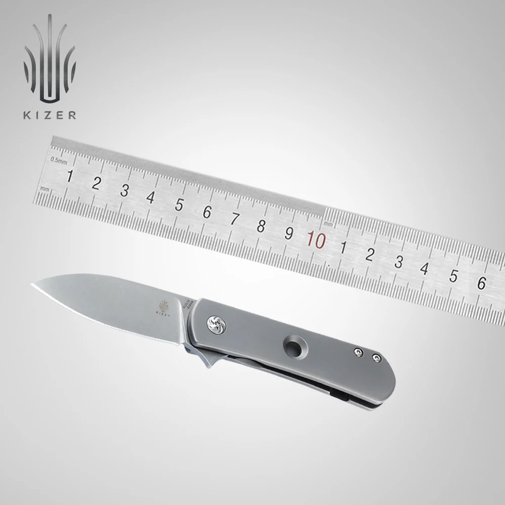 Нож для выживания Kizer, мини нож для повседневного использования, новинка, складной нож с титановой ручкой, охотничий нож KI3525 - Цвет: KI3525A1