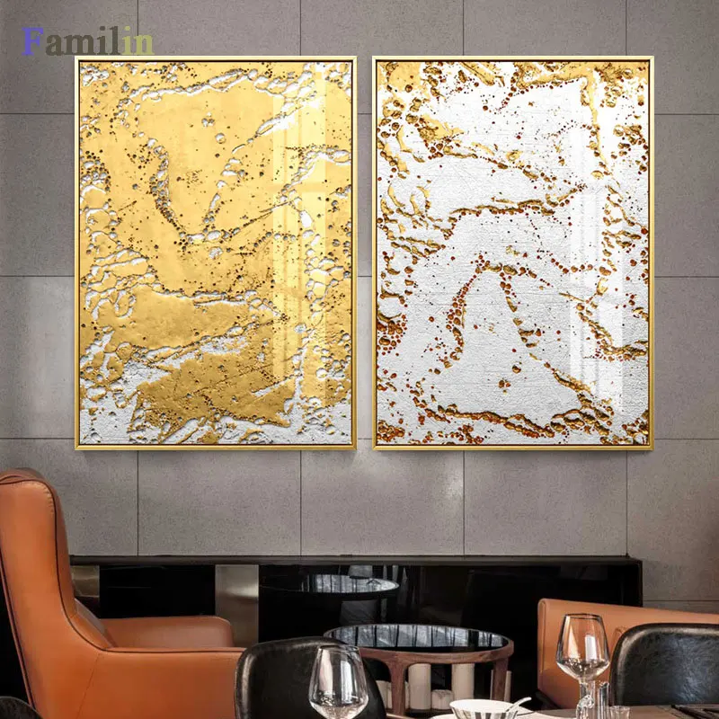 Абстрактный золотой сетки решетки холст живопись высококлассные постер и принт стены искусства картина для гостиной домашний декор странного мира