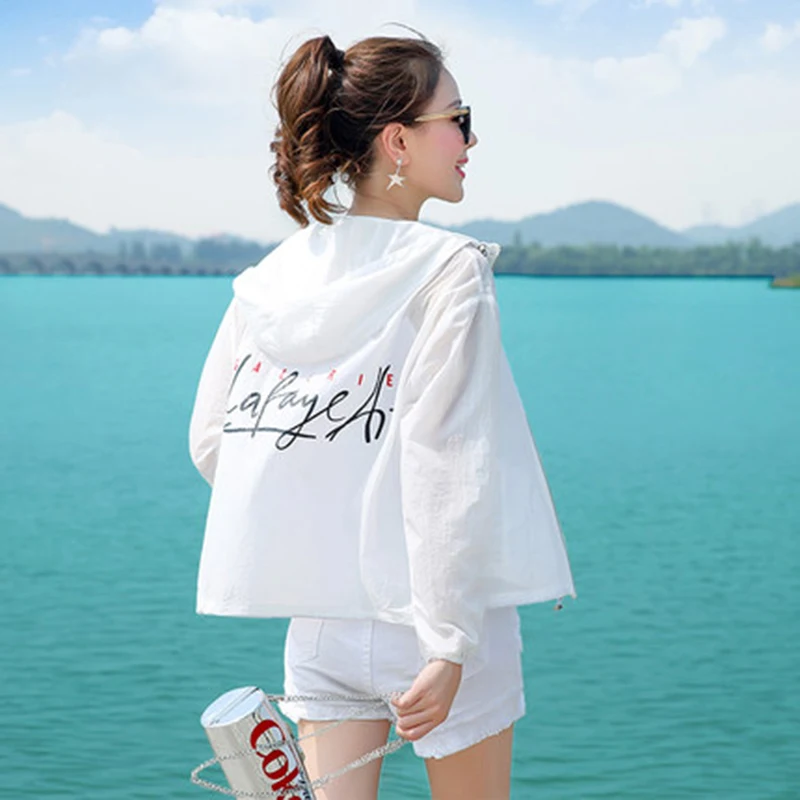 Sun Protection Clothing Female Hooded Loose Beach Clothing