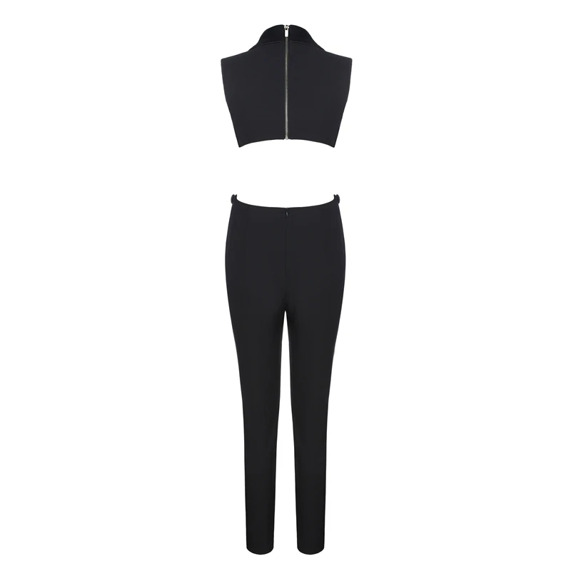 Beateen 2018 Black Cut Out Backless Sexy Jumpsuits Deep V Buttons Skinny Pant Full Length Women Party