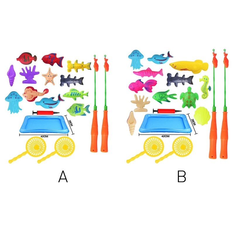 

18 Pcs Children Baby fishing toy set suit magnetic play water baby toy fish square hot gift for kids