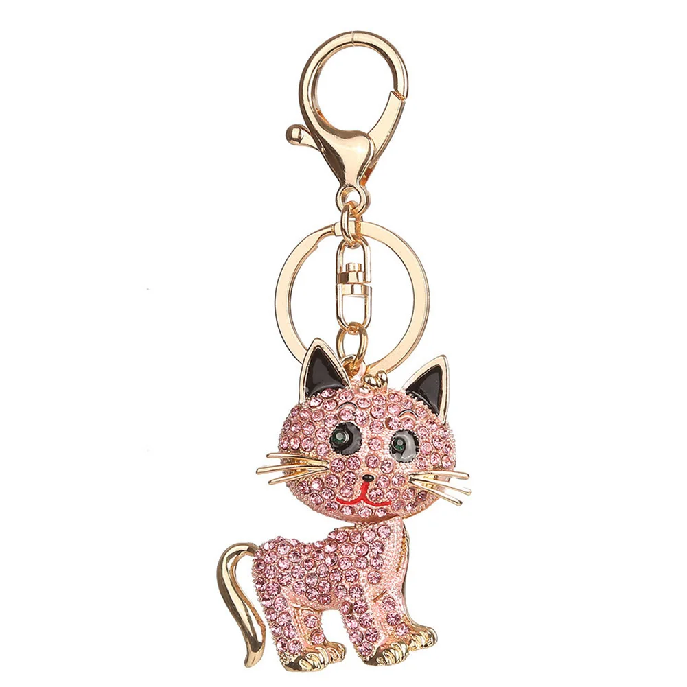 

Cute Cat Alloy Soft Pendant Girls Keychain Key Ring Handbag Phone Car Accessory