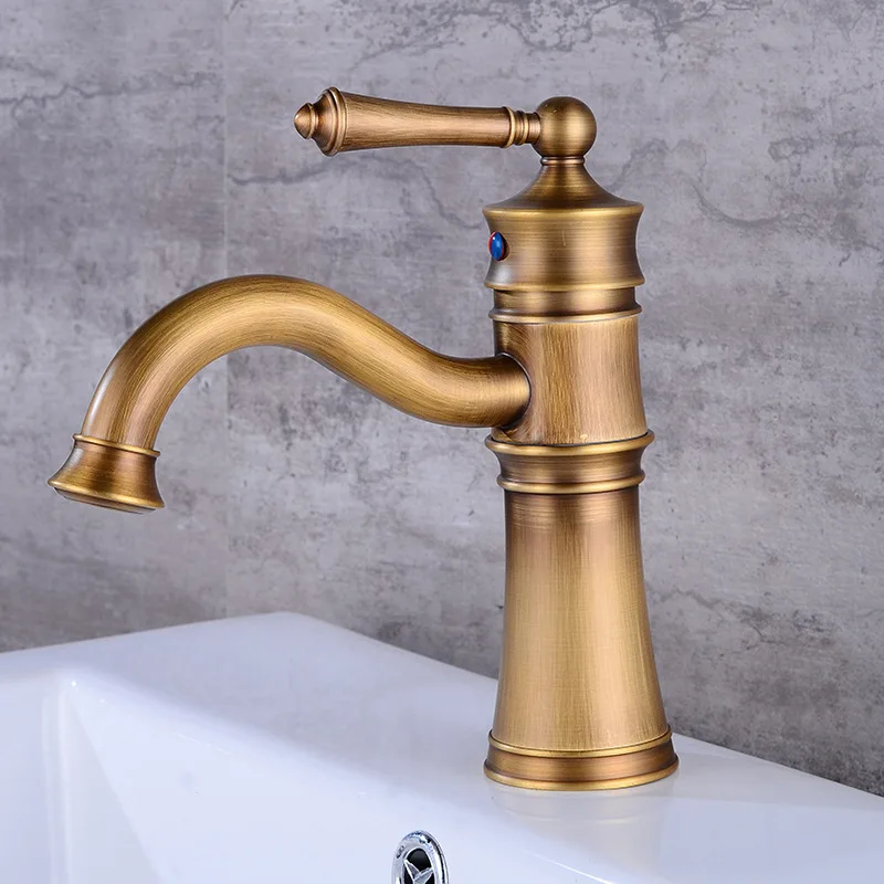 

Creative basin faucet home hotel European copper antique washbasin faucet