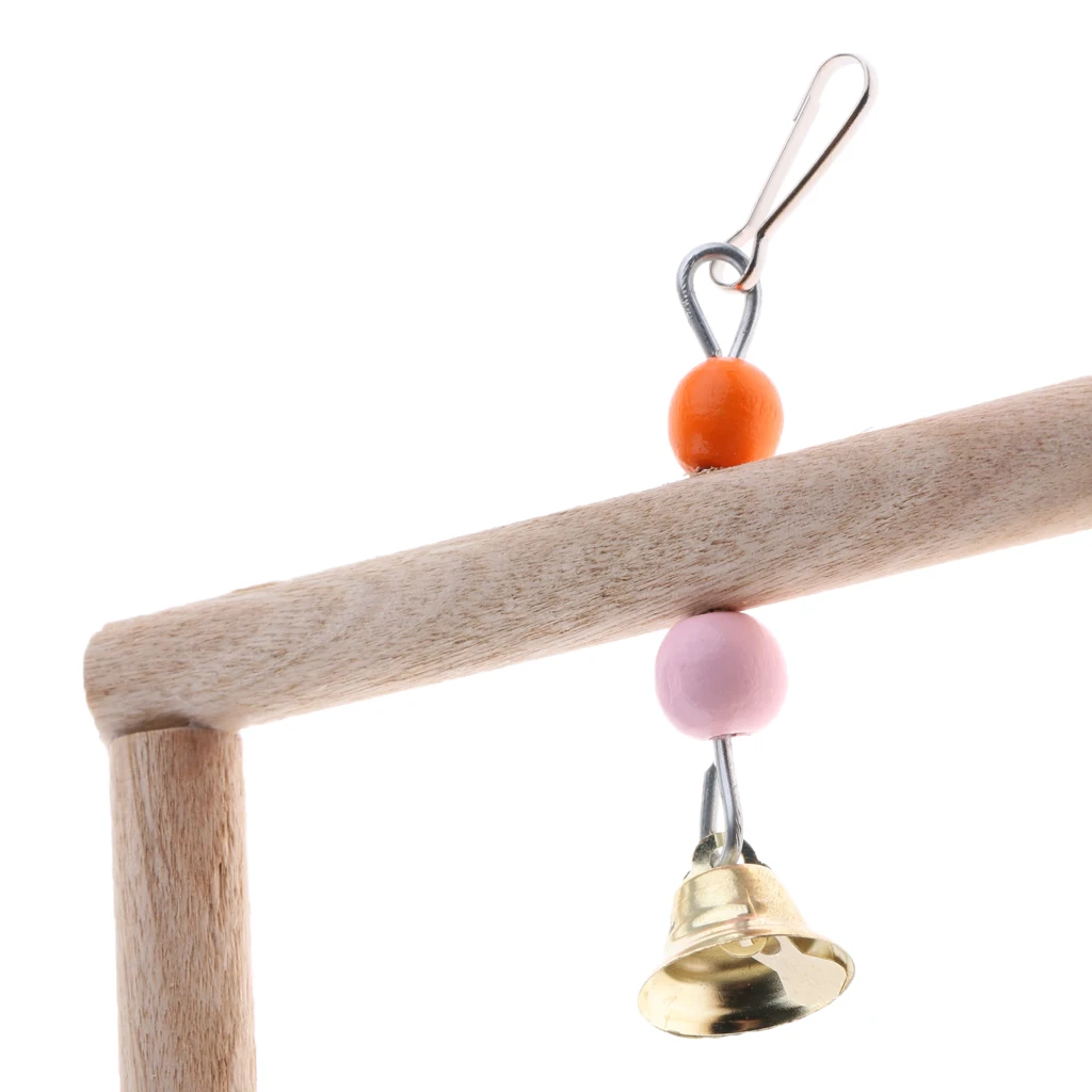 Amagogo 2x Pet Bird Cage Hanging Parrot Parakeet Stand Wood Swing Perch Ladder