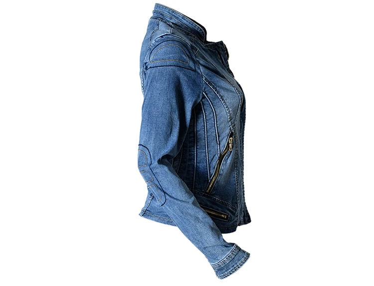 2018 Europe and the United States popular women's baseball jacket stretch denim jacket and more zipper motorcycle models have wild large size (8)