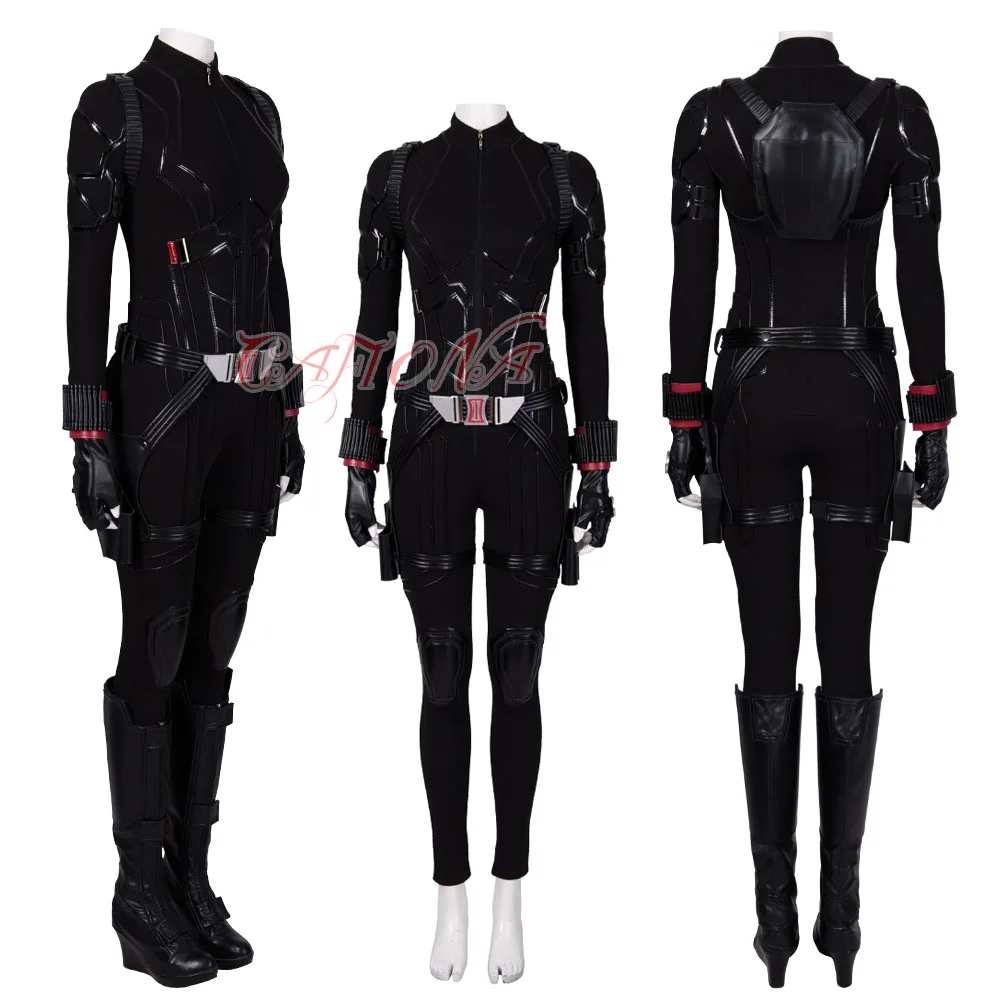 Newest Avengers Endgame Black Widow Natasha Romanof Cosplay Costume Sexy Black Jumpsuits Halloween Outfits