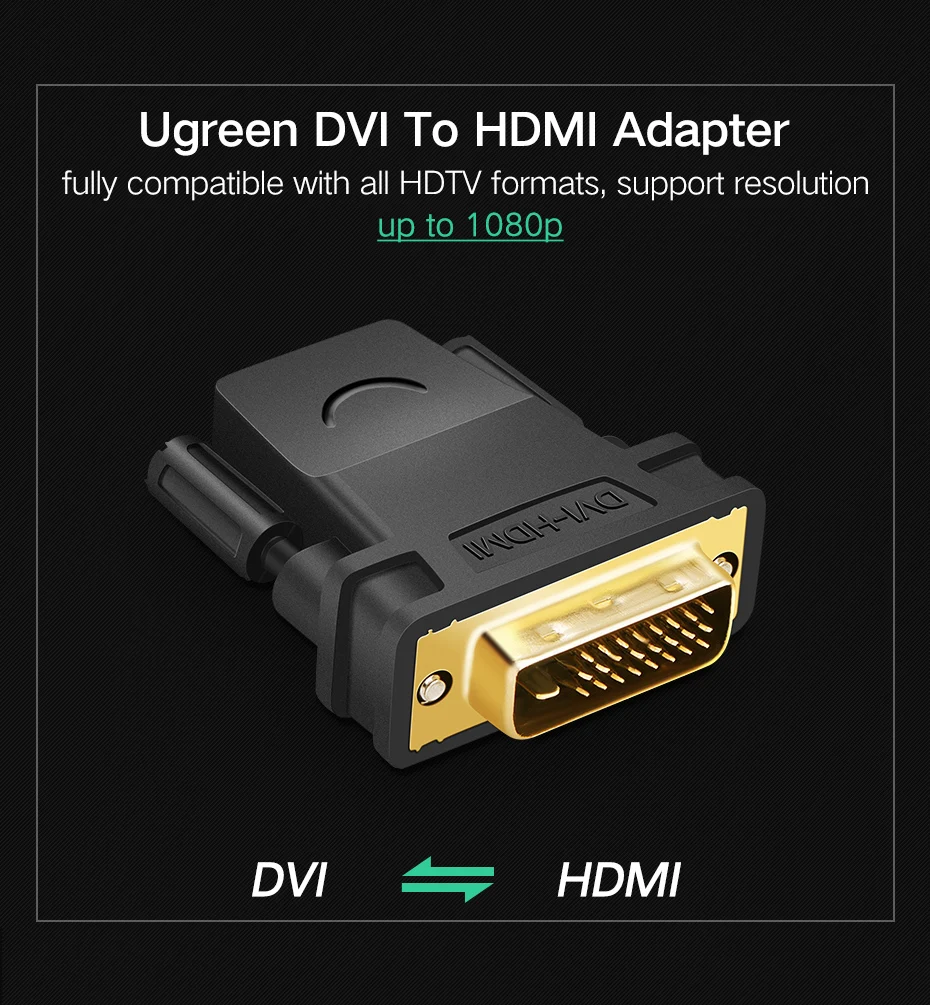 Ugreen HDMI к DVI 24+ 1 адаптер мама-папа 1080P HD ТВ конвертер DVI разъем для ПК PS3 проектор ТВ коробка