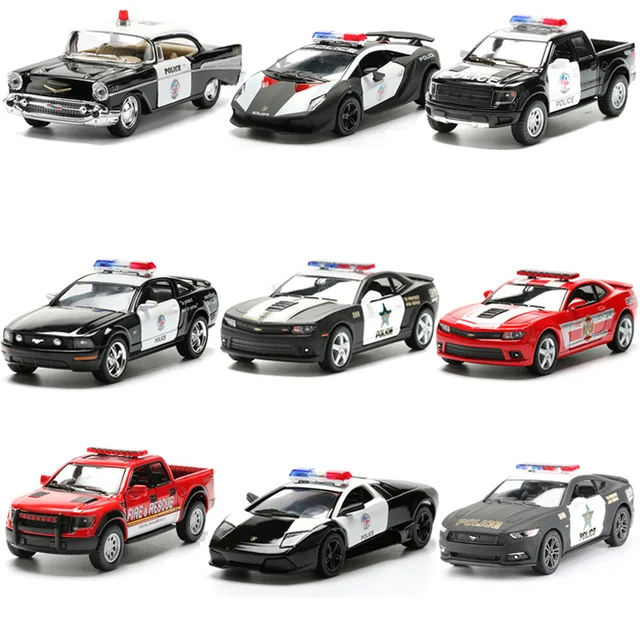 Alloy Police Series Car Toy Simulation Vehicles Pull Back Police Fire
