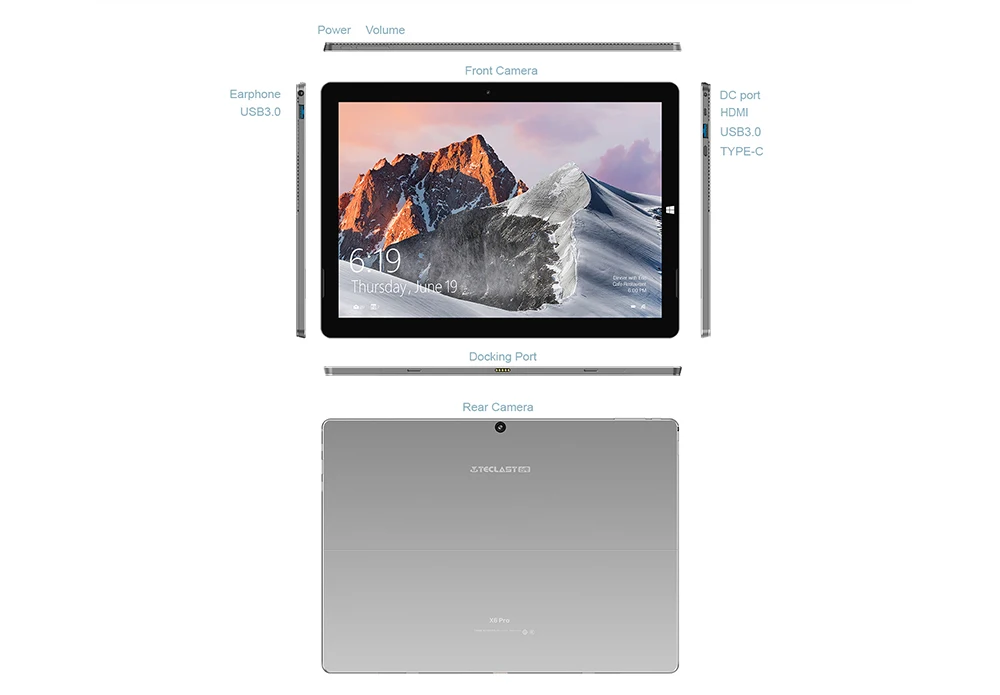Teclast X6 Pro 2 в 1 планшетный ПК 12,6 ''Windows 10 Intel Core m3-7Y30 двухъядерный 1,1 ГГц 8 Гб 256 Гб Две камеры планшеты с клавиатурой
