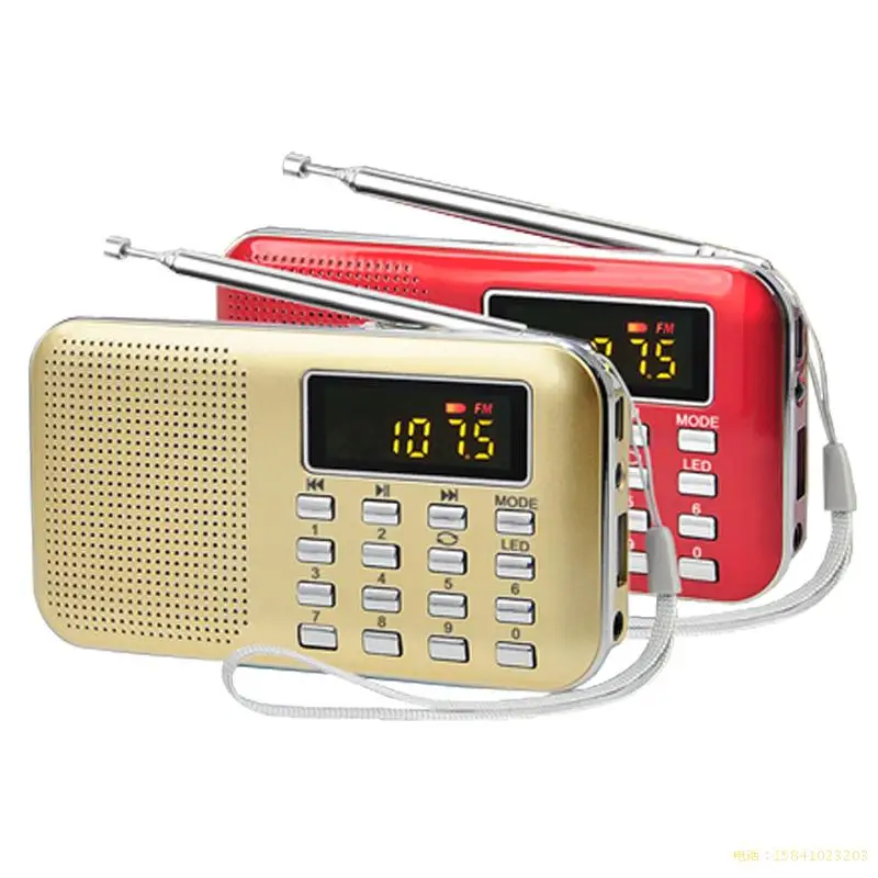 Radio FM Support U-disk/TF Card/AUX Mini Radio With Flashlight Strong Signal Antenna Support Earphone 3.5mm Plug With Display
