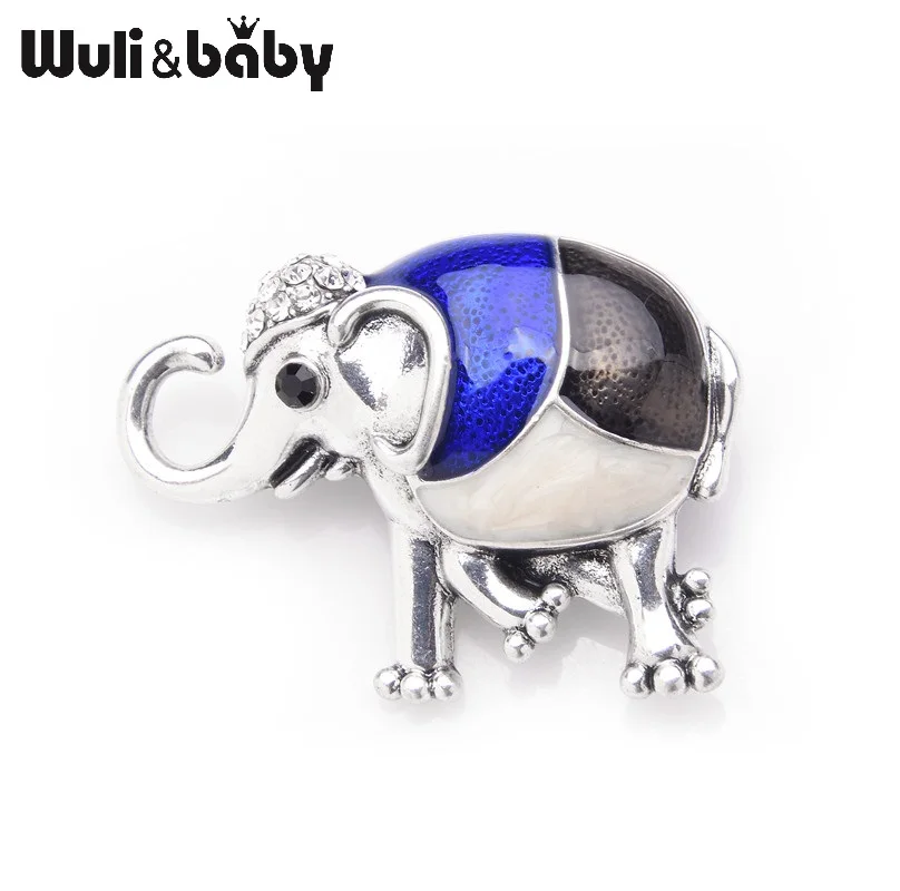 

Wuli&baby Gold Silver Enamel Elephant Brooches For Women And Men Alloy Animal Brooch Pins Christmas Gifts