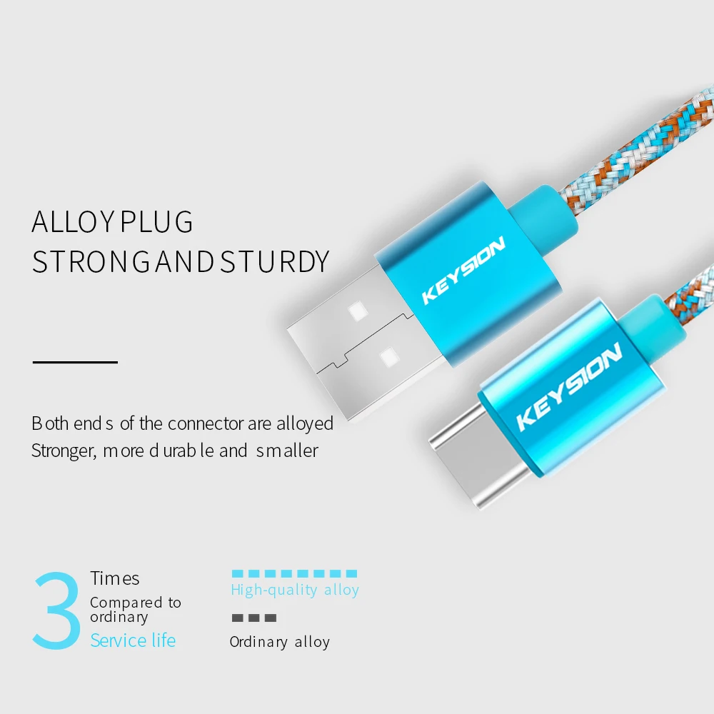 KEYSION USB نوع C كابل لسامسونج S9 S8 سريع تهمة نوع-C الهاتف المحمول شحن سلك USB C كابل ل Xiaomi mi9 Redmi ملاحظة 7