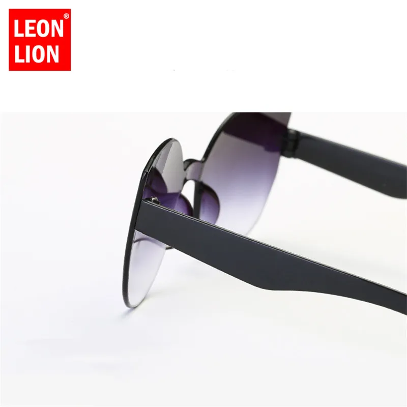 LeonLion Cat Eye Gradient Lens Sunglasses Women Retro One-piece Mirror Rimless Sun Glasses Vintage Travel Eyewear UV400