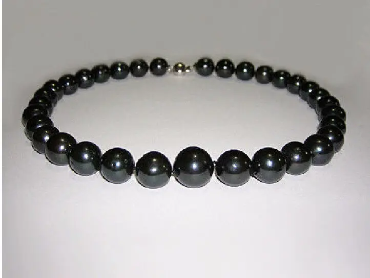 

18" 12-15MM NATURAL SOUTH SEA GENUINE BLACK PEARL NECKLACE 14K Gold Clasp t