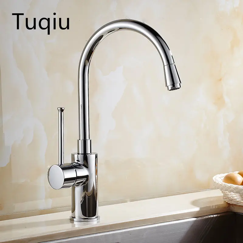 Free shipping luxury water tap swival brass chrome kitchen faucet tap