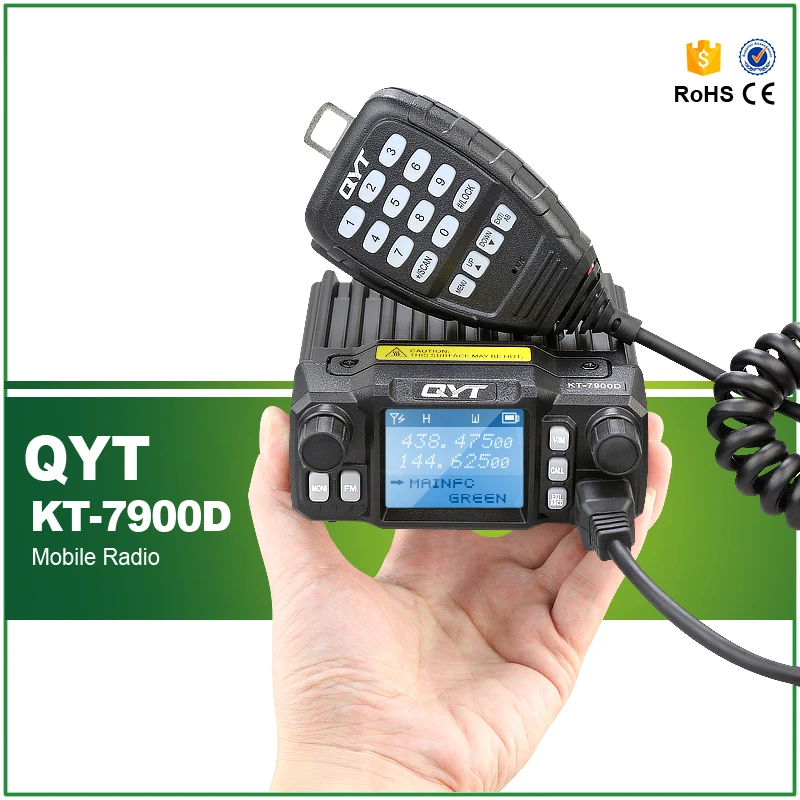 QYT KT-7900D Quad Band 136-174/220-270/350-390/400-480 МГц 25 Вт 200 Каналы красочные Экран мини мобильное радио FM с кабелем