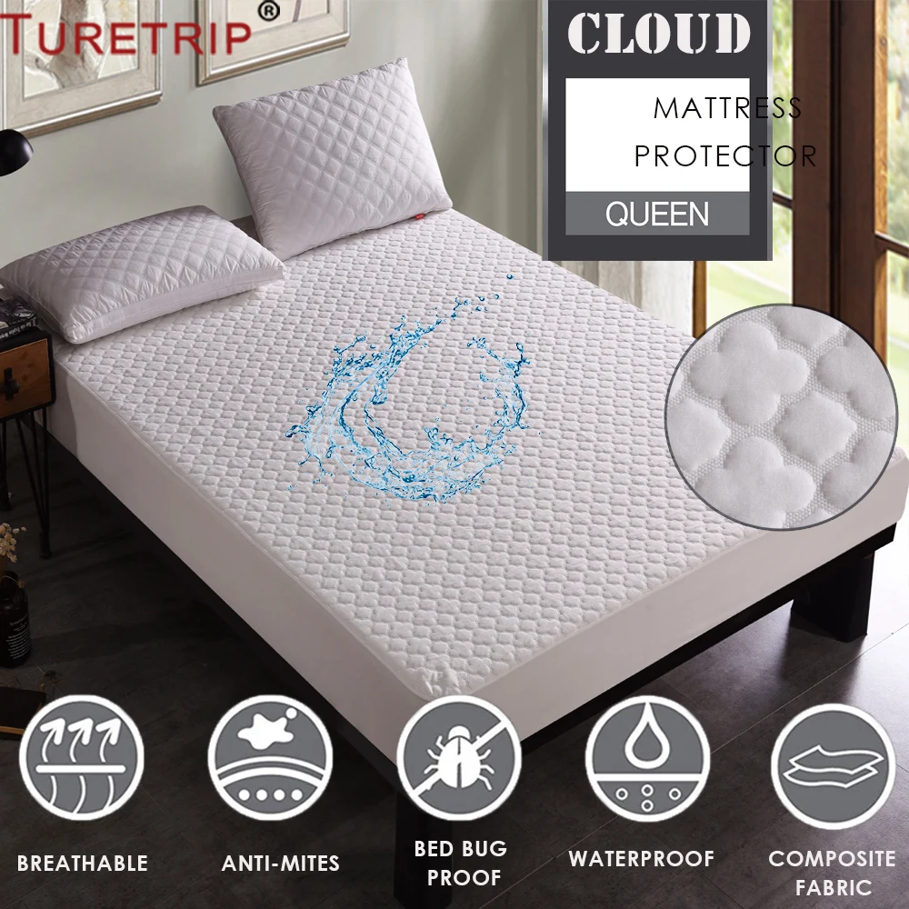 Online Turetrip Jacquard Cloud Wasserdicht Matratze Protector Tiefe Tasche Matratze Abdeckung Maschine Waschbar Matratze Pad Klapp Matratze