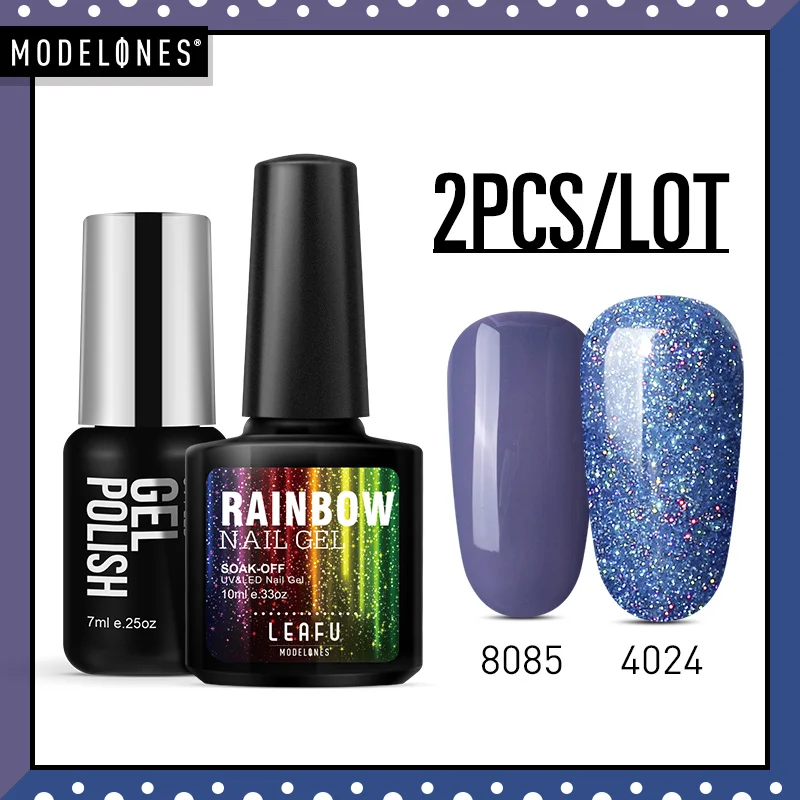 

Modelones 2Pcs/Lot Blue Color Glitter UV Gel Polish Nail Art Shiny Sequins Kits Long Lasting Sequins Gel Semi Permanent Varnish