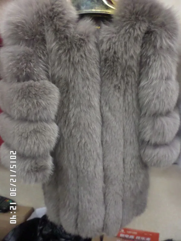 Linhaoshengyue шуба из натурального Лисьего меха с рукавом из натурального Лисьего меха - Цвет: gray