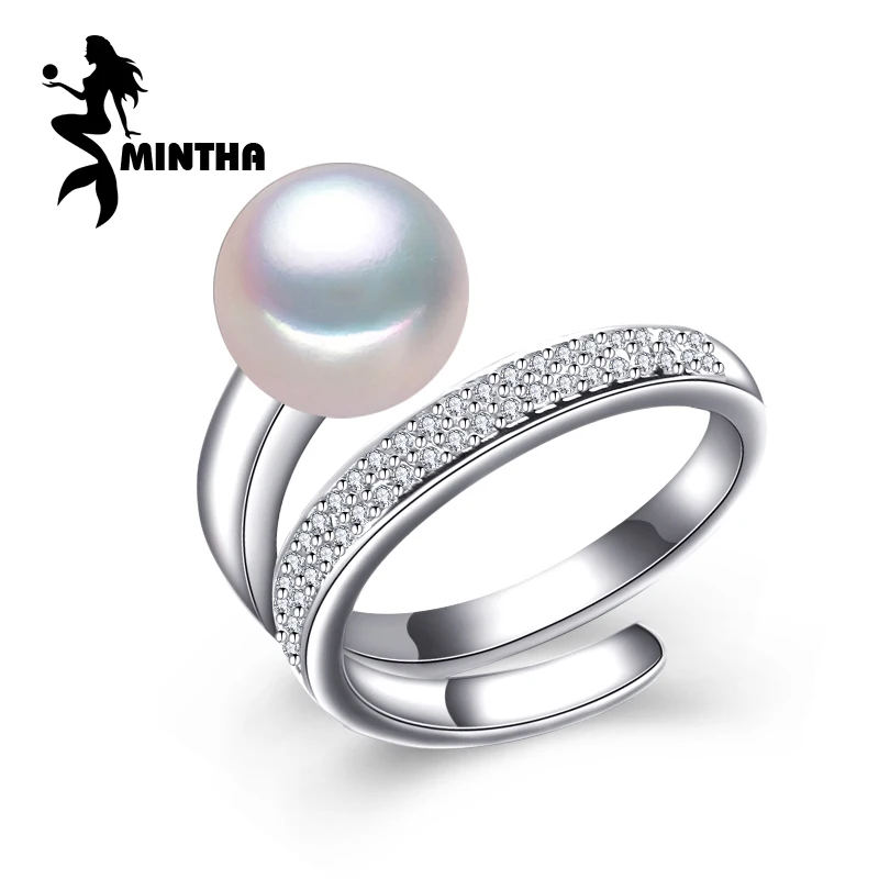 

MINTHA Pearl Jewelry,natural Pearl rings,retro Freshwater Pearl 925 Sterling Silver ring original,rings for women Christmas gift