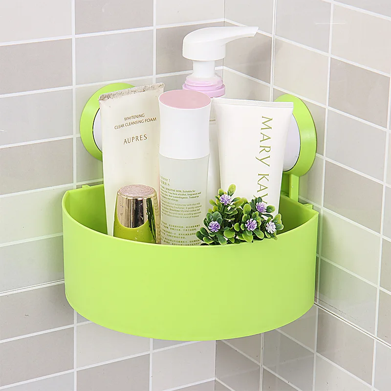 

Free shipping Bathroom wall shelf strong chuck suction cup corner kitchen triangular frame soap holder bakset accessories