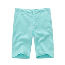 Новое поступление лен Пляжные шорты мужские летние льняные Модные мужские пляжные шорты однотонные, Брендовые мужские S-XXL 7 видов цветов Бермуды