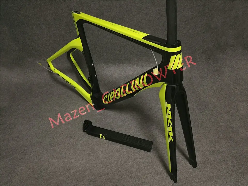 Discount Road bicycle Frameset T1000 3K/1K Fluorescent Green Cipollini NK1K carbon road bike frame with BB68/BB30 Matte/Glossy 15