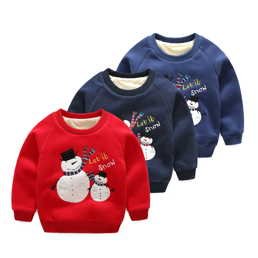 

Boys and Girls Clothes Children's Thick Sweater Hoodie Christmas Clothes Handmade Snowman Design Suitable For 2-6 Years