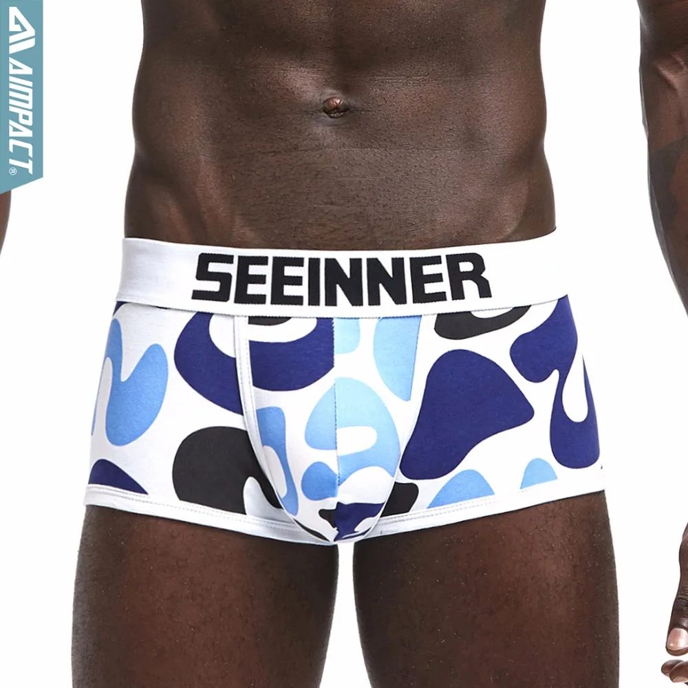 Комплект белья шорты-боксеры для Для мужчин сексуальные Camo Гей пениса сумка Для мужчин боксер Мужские Шорты для купания Мужской трусы