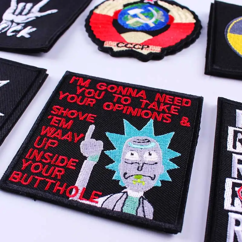 

Pulaqi Rick And Morty Patches Iron On Patches For Clothing DIY Embroidered Patches For Clothes Appliqued Stripe On Clothing F