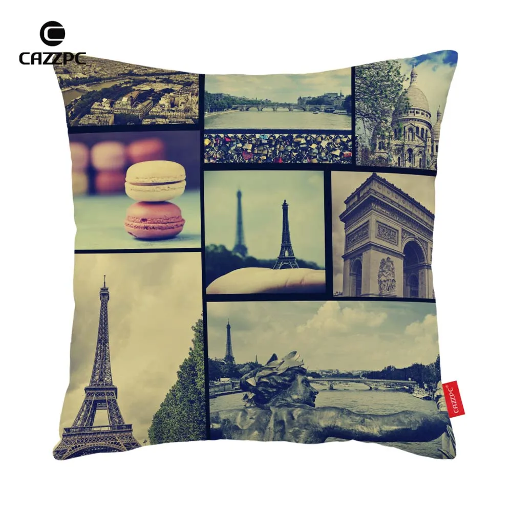 Vinatge Paris Macaron Eiffel Collages Print Custom Car Decorative Throw