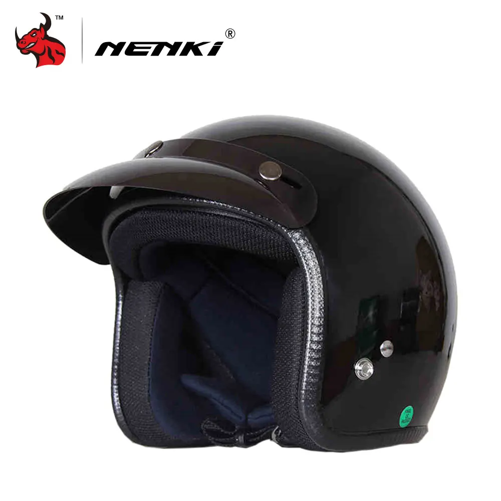 

NENKI Motorcycle Open Face Helmets Vintage Style Motorbike Helmet Safe Riding Scooter Headpiece DOT whit Goggles Mask