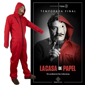 

2018 New La Casa De Papel Salvador Dali Cosplay Costume Salvador Dali Cosplay Movie Costume Mask S-2XL