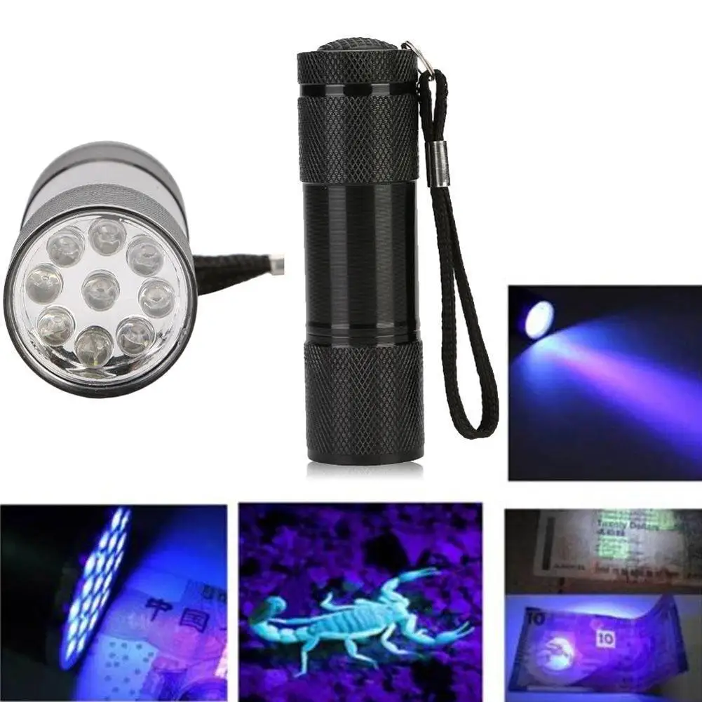 Новый бренд 9 LED ультра Фиолетовый УФ черный свет мини портативный фонарик лампы