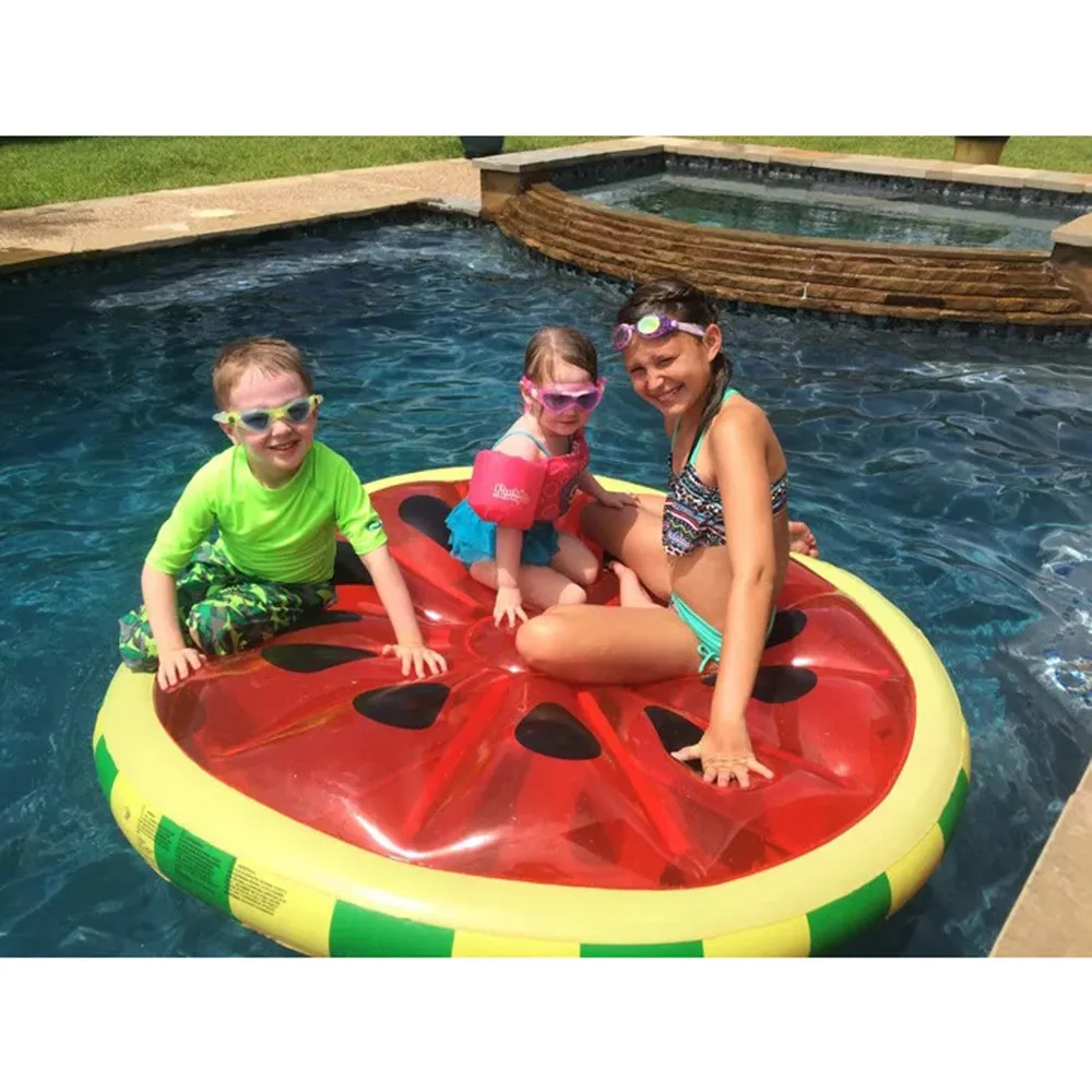 

Summer new Watermelon lemon shape Swimming Floating Row Inflatable Pool Float Diameter 143cm Sea Party Air Mattresses