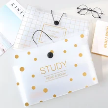 Маленькая свежая 8 в пряжка Органическая сумка A4 многослойная папка для студентов с прозрачным верхом, Тест-Полоски Клип Данные папка для документов