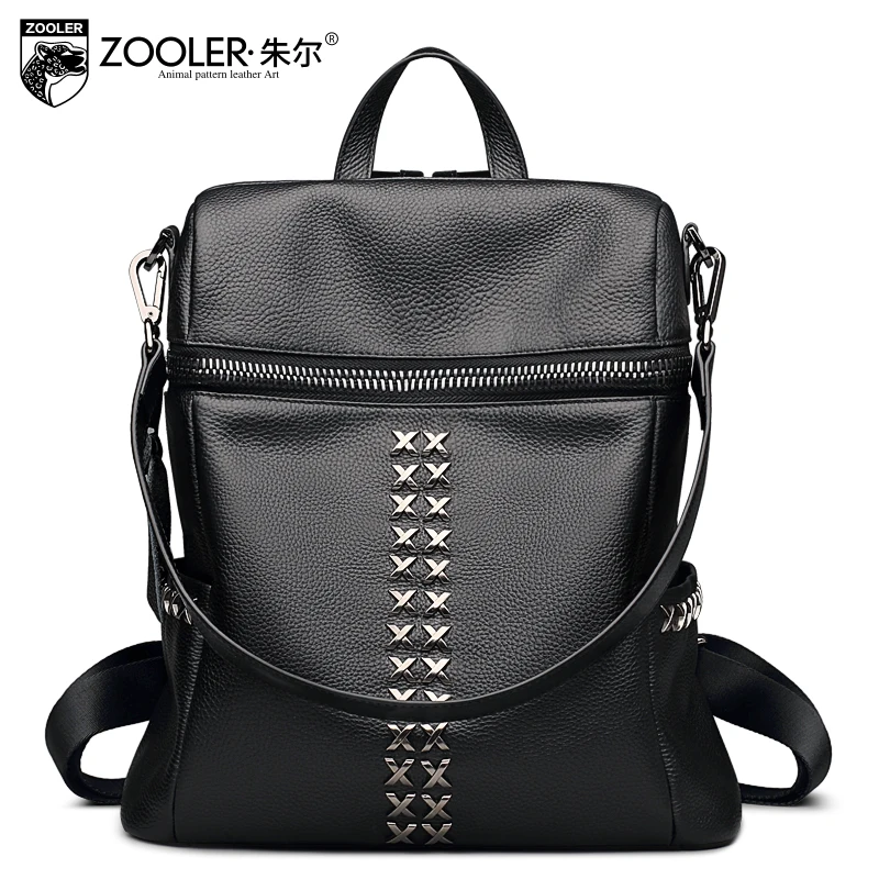 

ZOOLER Genuine Leather Backpack Space Rivet High-capacity Zaino Donna Teenage Unsex Travel Bags Waterproof Shoulders Bag Summer
