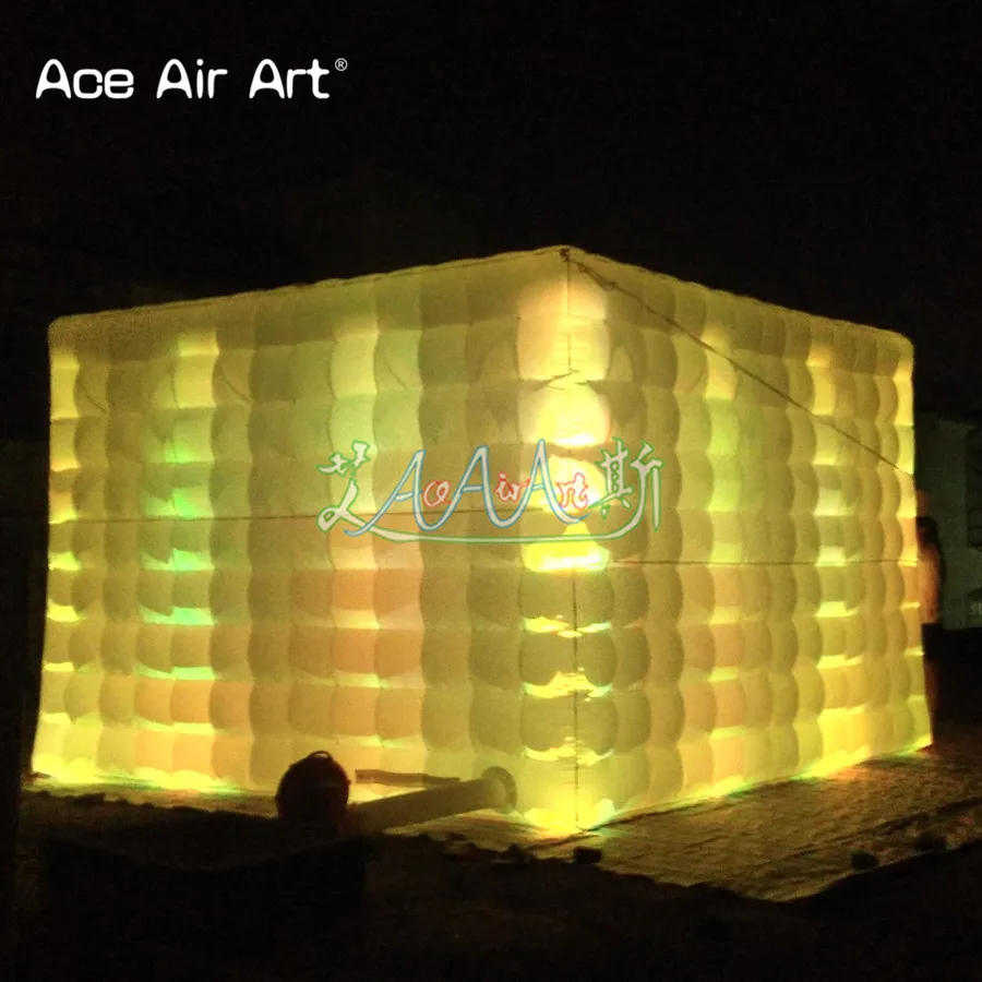  3.9m led cube tent inflatable cubic structure canopywedding party boothshow tent with spotlights fo