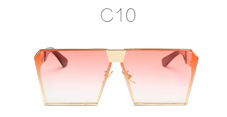 Модные Цвет женские солнцезащитные очки Уникальных Негабаритных щит UV400 градиент старинные очки рамка для женщин солнцезащитных очков плоские солнцезащитных очков - Цвет линз: C10