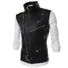Корейский вариант мужской жилет из искусственной кожи Повседневный жилет Горячая Распродажа на молнии летняя мотоциклетная куртка без рукавов новая верхняя одежда в стиле хип-хоп