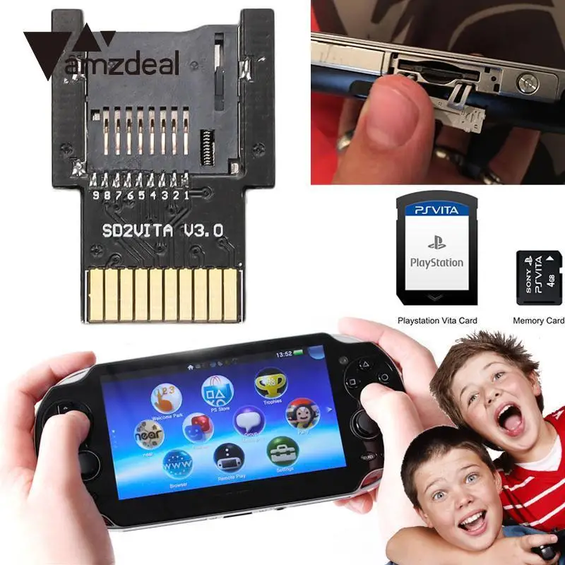 

amzdeal SD2VITA 3.0 Micro Memory Transfer Adapter Adaptor For PSV Vita Enso 3.60 System Black for TF card sets conversion card