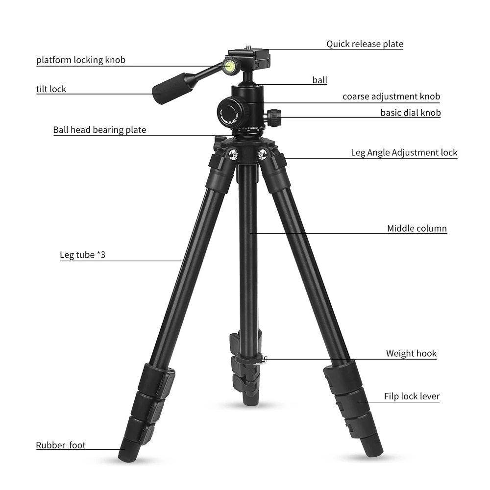 Гибкий легкий алюминиевый штатив для камеры Canon Nikon DSLR цифровая видеокамера с шаровой головкой Аксессуары для штатива камеры