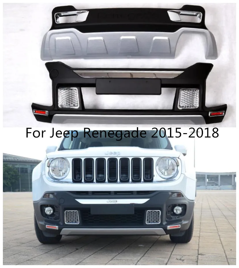 

ABS Car Front + Rear Bumper Diffuser Protector Guard Skid Plate Fit For 15-18 Jeep Renegade 2015 2016 2017 2018 BY EMS